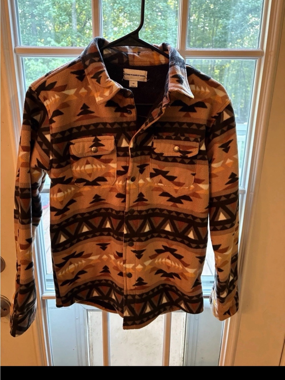 Distortion Kids Size 14 Southwestern Aztec Fleece Shacket Jacket
